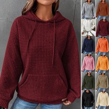 Damen Lässig Baggy Waffel-Hoodie | Lange Är...