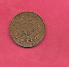 GB  GREAT BRITAIN UK KM896 1959  VF-CIRCULATED  USED  1/2 PENNY OLD  BRONZE COIN