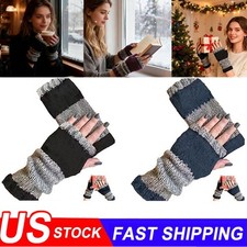 Knitted Fingerless Gloves for Women, Cute Embroidery Cozy