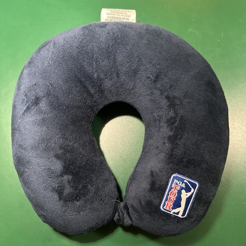 Travel Neck Pillow Navy Microfiber PGA Label Machine Washable Soft Compact