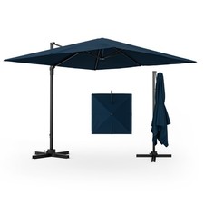 Patio 9.5FT Square Cantilever Offset Hanging Umbrella 2-Tier 360  Outdoor Navy