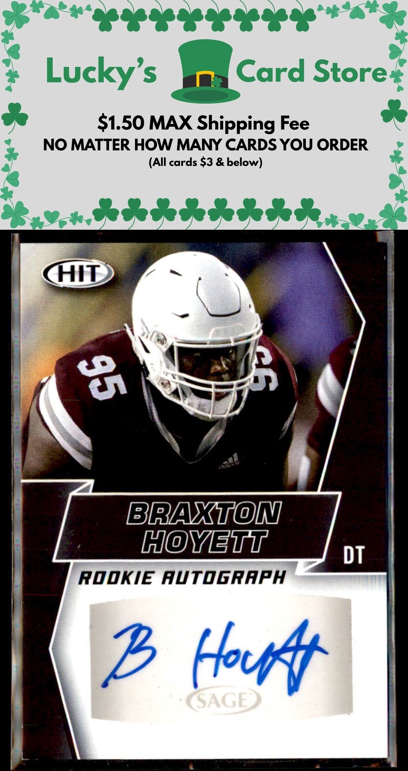 2019 SAGE HIT #A86 Braxton Hoyett Autographs Rookie Auto