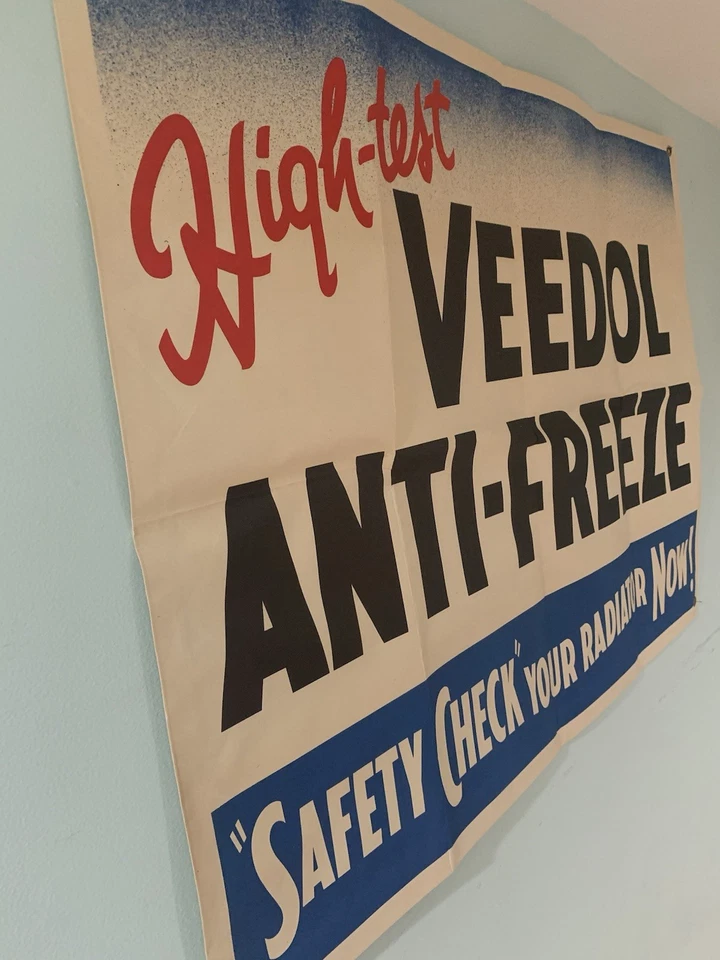 Vintage Banner VEEDOL High-test Anti Freeze 1930s Size 48x36 Inch Carton Unused Foto 2 de 4