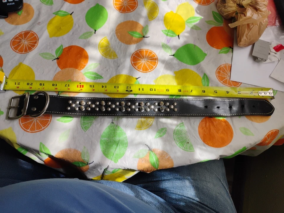 Black metal Studded dog collar for Medium/Large sized dog Appx 21 inch - Image 3 of 4