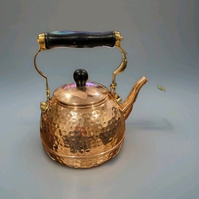 Vintage~Hammered~Copper~Tea~Kettle~Pot~Dimpled~Patina~Old Dutch~India~ODI