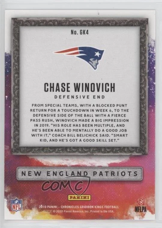 2019 Panini Chronicles Gridiron Kings Chase Winovich #GK4 Rookie RC - Image 2 of 2