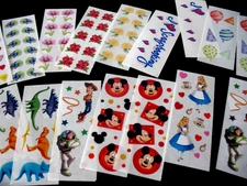 Creative Memories Lot Stickers, Mickey, Dinosaurs,  a few with missing stickers.