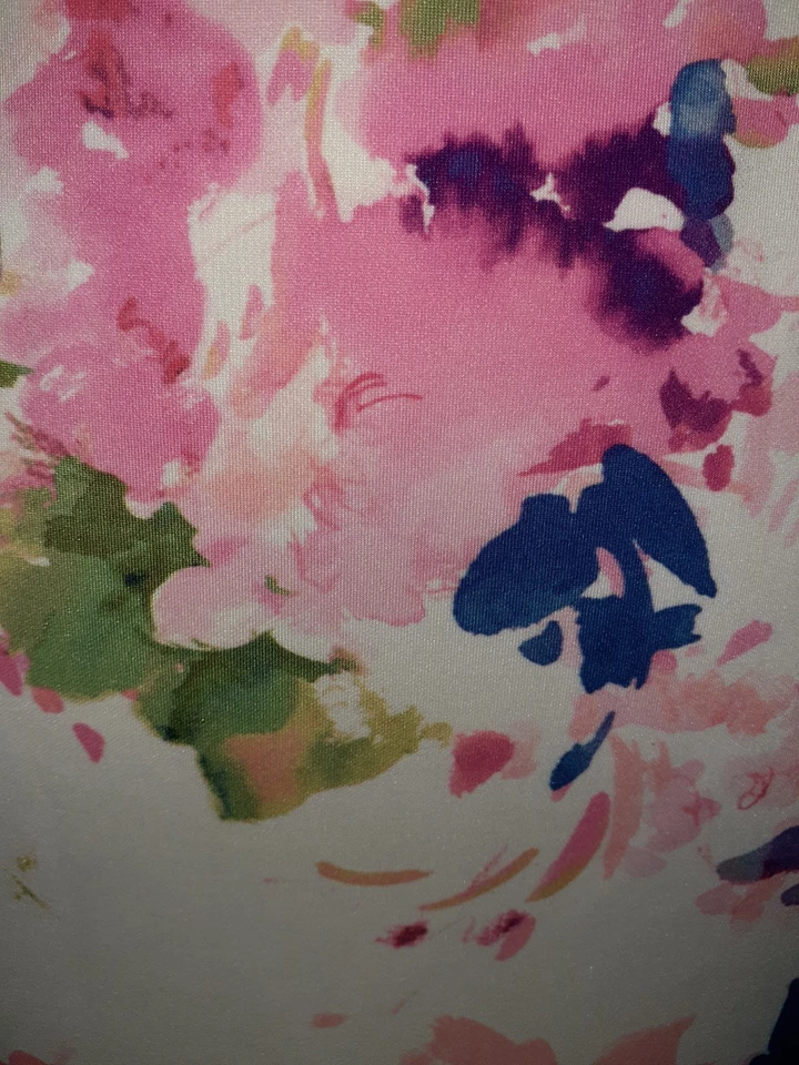 DKNY 12 码紧身连衣裙粉色白色绿色花卉无袖弹力及膝 — 第 3/4 张图片