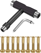 Skateboard Hardware 8PCS Bolts Set and All-in-One Skate Tools One Size, Black