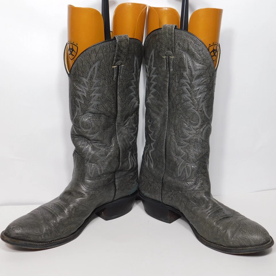 Винтажные ковбойские сапоги NOCONA 3002 серые кожа кенгуру с круглым носком мужские США 9D - Изображение 4 из 4