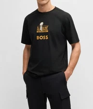 HUGO BOSS Black Regular Fit BOSS x NFL Stretch Cotton mens T-shirt X-LARGE
