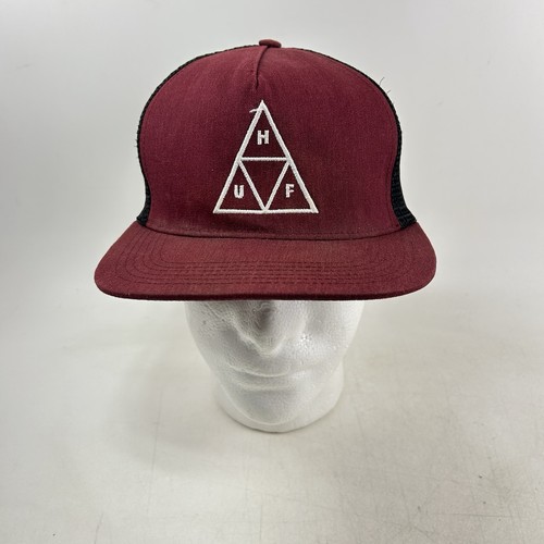 HUF Worldwide Hat Set Triple Triangle Snapback Maroon Mesh Trucker 5 Panel Cap