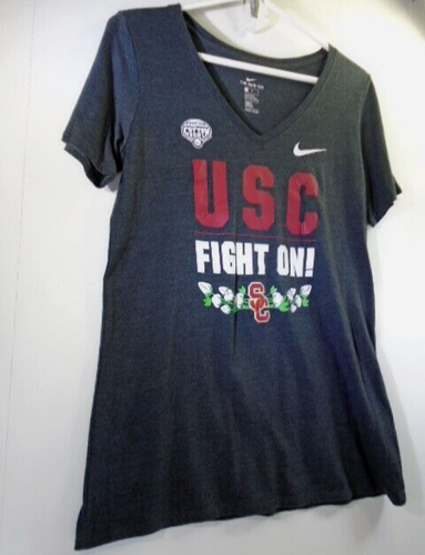 The Nike Tee USC Trojans cotone ciotola donna scollo a V camicia MEDIA college NCAA grigio - Foto 2 di 10