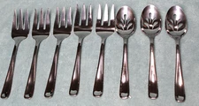 Dash Of That Lot of 8 Serving Spoons and Three Prong Forks Stainless Steel