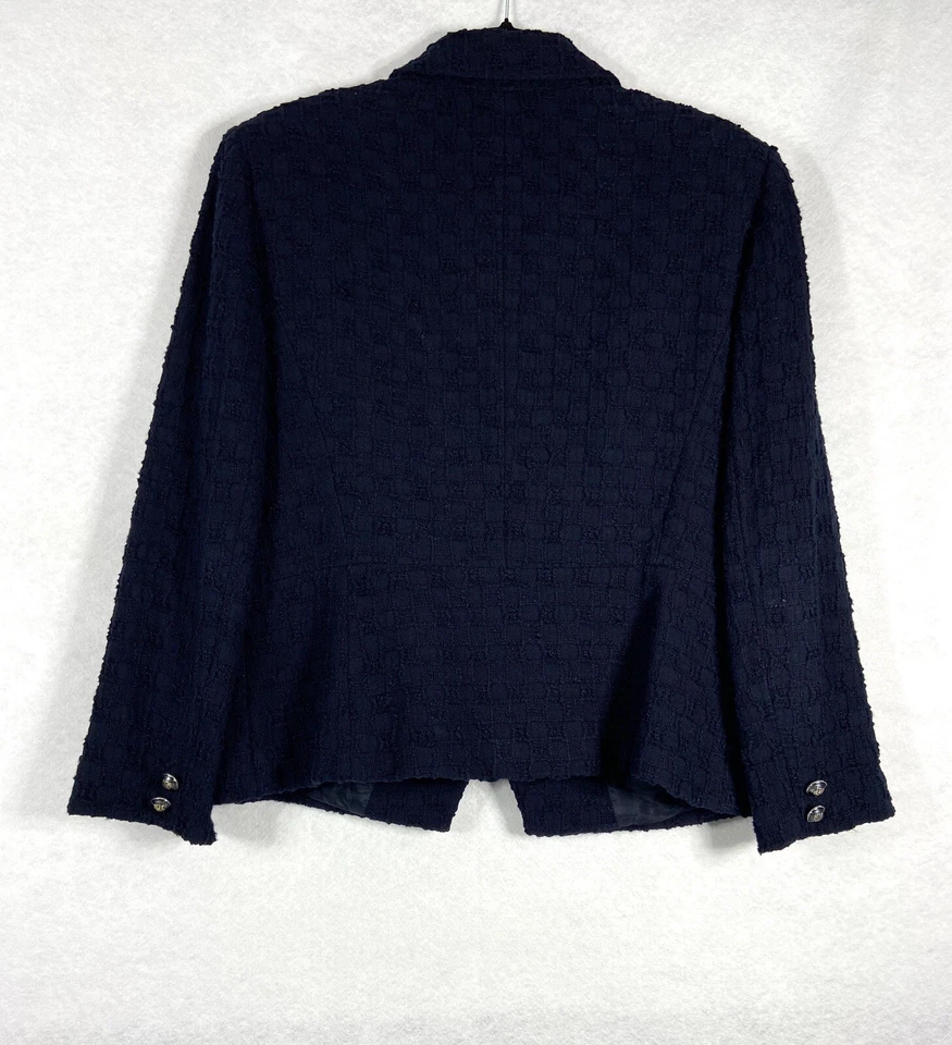 Antonio Melani Falda Traje Mujer 14 Azul Blazer Doble Pecho Manga Larga Tweed Foto 4 de 4