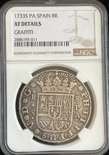 SPAIN 8 REALES 1733S  NGC XF DETAILS Treasure Shipwreckcoins