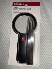 3-Piece LED Lighted Magnifying Glass with Tweezers, Christmas Stocking Stuffer