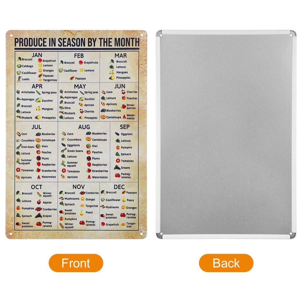 Seasonal Vegetable Fruit Sign and Chart Uk Vegetables Posters Veggie