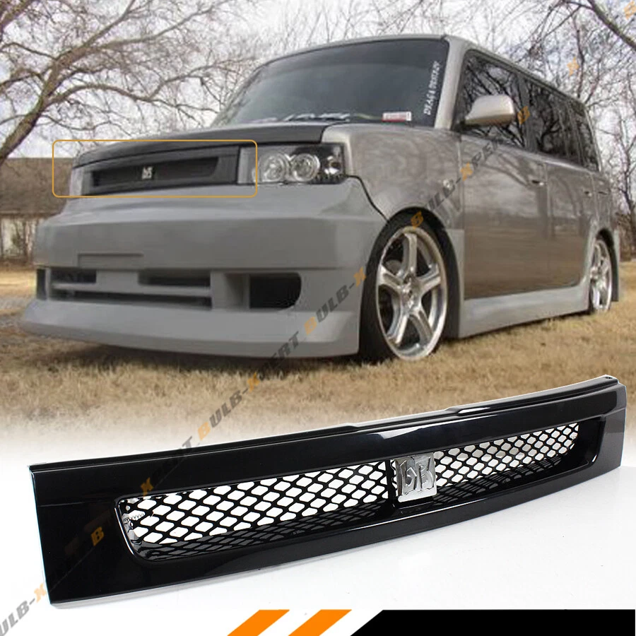 PARA 04-07 SCION XB BRILHANTE PRETO JDM CAPÔ FRONTAL GRADE DE MALHA + EMBLEMA CROMADO LOGOTIPO BB - Imagem 2 de 4