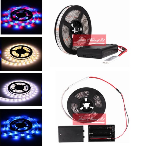 Battery Powered LED Strip Light 3528 SMD Tape with Battery Box white RGB 0.5M-2M - Picture 1 of 7