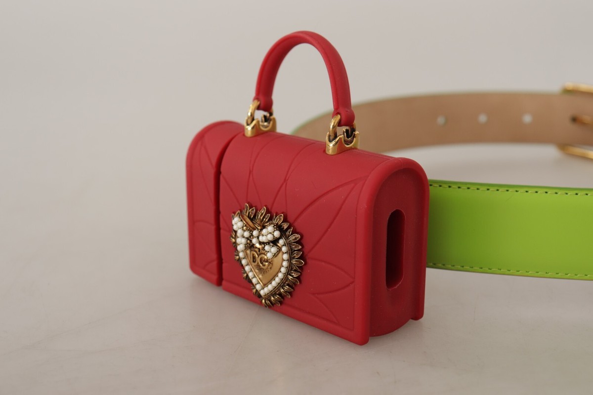DOLCE & GABBANA Belt Green Leather Devotion Heart Micro Bag  display picture 2