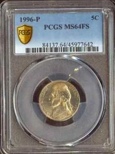 1996-P Jefferson Nickel PCGS MS64 Full Steps
