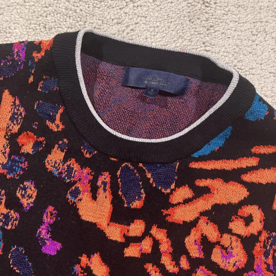 Suéter Rachel Roy Funky Colorido Para Mujer Pequeño Arte Abstracto Cabincore Acogedor Estampado Foto 4 de 4