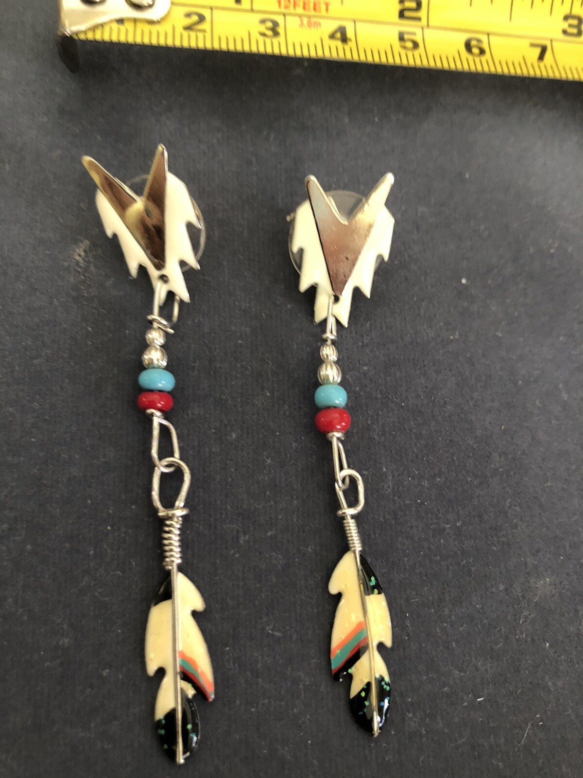 Lunch At The Ritz FEATHER SANACK post Earrings; HAND SIGNED & RARE!