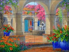 Villa Landscape Tile Backsplash Mikki Senkarik Art Ceramic Mural MSA292