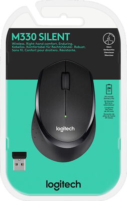 Logitech Maus M330 Silent optisch Wireless kabellos 3 Tasten schwarz 910-004909