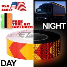 Arrow Yellow Red Conspicuity Tape 2 x120 Reflective Safety Truck Trailer Sticker