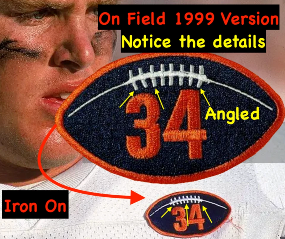 Walter Payton #34 Patch Chicago Bears Jersey Memorial Patch 1999 # 34 Old Design