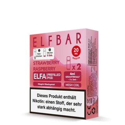 Elf Bar ELFA - Strawberry Raspberry -  Prefilled Pods 2er Pack - 2ml 20mg NicSal