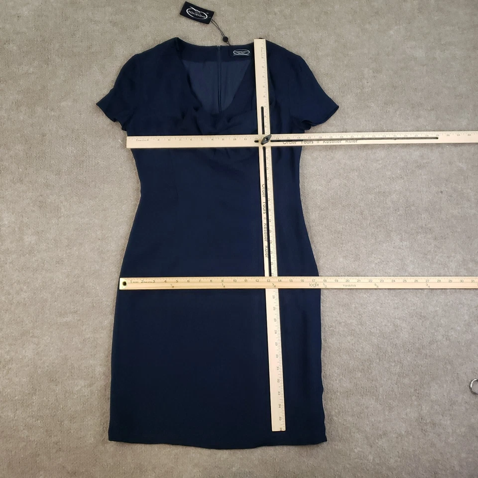 Vestido Magaschoni Para Mujer Pequeño Azul Cuello en V Informal Funda Seda Cremallera Forrado Foto 2 de 4