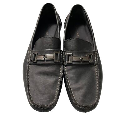 Calvin Klein Mens Black Magnus Logo Metal Bit Driving Loafer  display picture 2