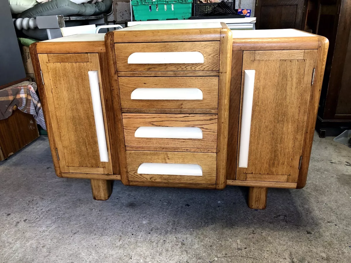 Gorgeous hand painted vintage Waterfall Sideboard Solid Heavy Wood