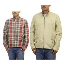 Polo Ralph Lauren Men's Windbreaker Jacket Coat Reversible w/ Pony - Tan, Plaid