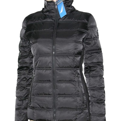 NAUTICA WOMEN'S WATER RESISTANT FULL ZIP PUFFER JACKET-NO HOOD(WHITE, S