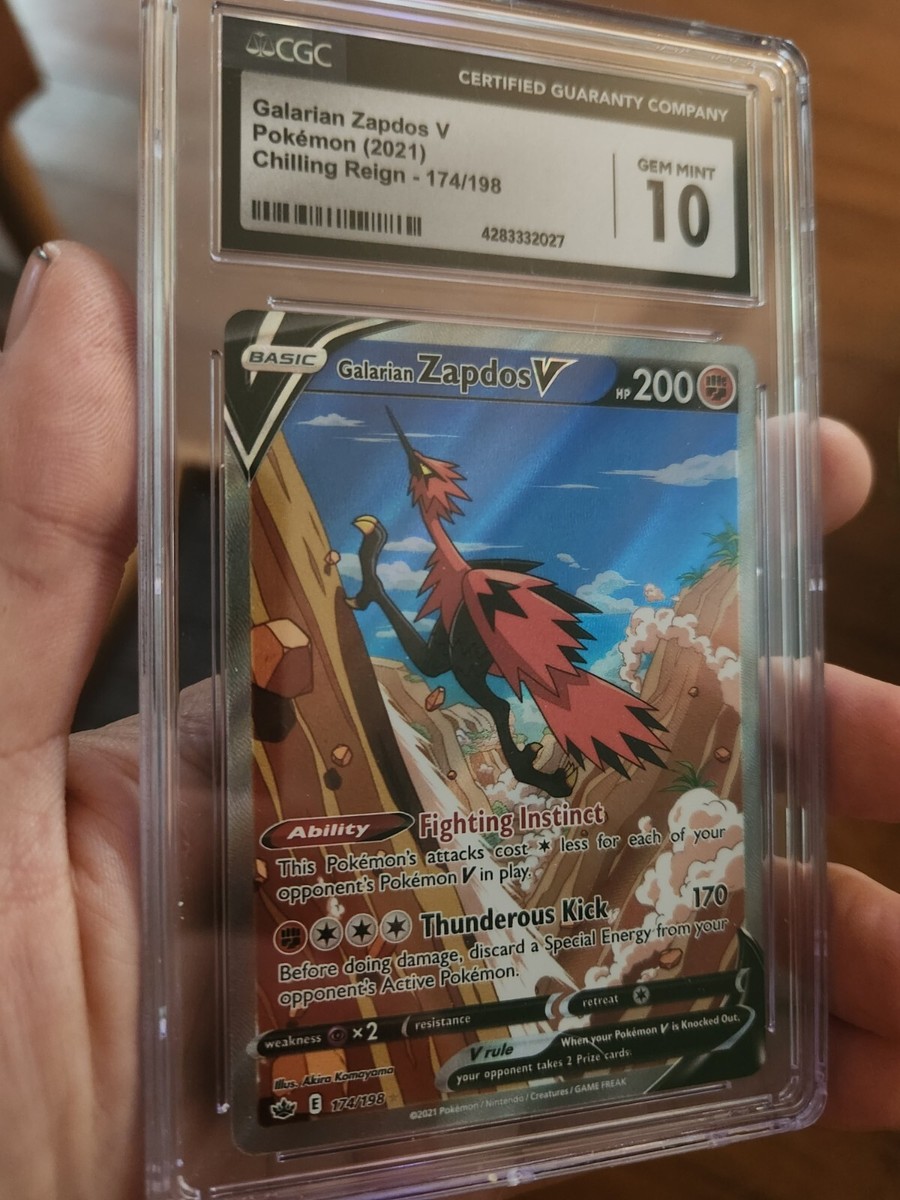 CGC 10 GEM MINT Pokémon Galarian Zapdos V 174/198 Alt Art CGC 10 GEM MINT Pokémon Galarian Zapdos V 174/198 Alt Art