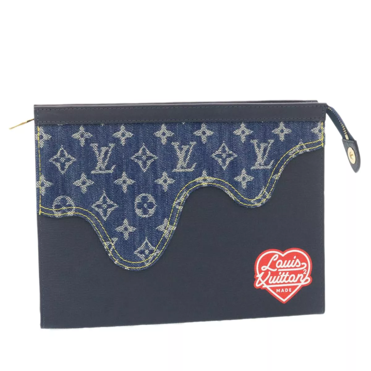 LOUIS VUITTON Monogram Denim Drip Pochette Voyage MM NIGO M45961 LV Auth  28776A