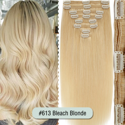 10-24'' Double Wefts Clip in 100% Remy Human Hair Extensions Full Head Long THICK