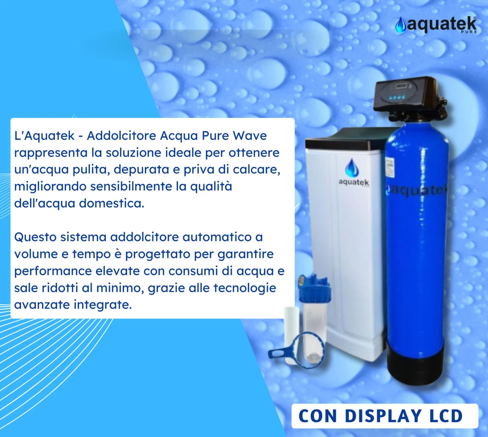 Addolcitore Acqua Automatico Aquatek Wave 25 LT Doppio Corpo Anticalcare Resina - Immagine 3 di 4