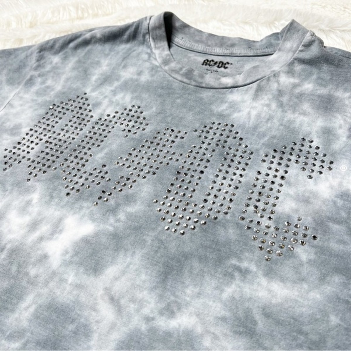 ニット AC/DC Embellished Sparkly Tie Dye Graphic T-Shirt Unisex Sz S | eBay