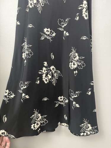 Vintage Maggy London Silk Babydoll Dress Black Floral Whimsy Fairy 90s Y2K Sz 14 - Picture 5 of 8