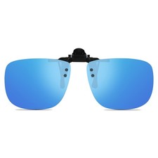 WANGLY Polarized Unisex Clip on Flip up Sunglasses over 44, Ice Blue