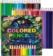 XKDOUS 48 Colored Pencils Easy Sharpening Colored Pencil Set Drawing Blending