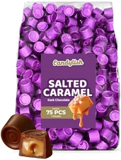 Salted Caramels in Dark Chocolate, 1 LB Bag - Sweet and Salty Gourmet Candy, ...