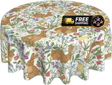 Spring Round Tablecloth 70 inches - Floral Lemon Branch Green Spring Decorations