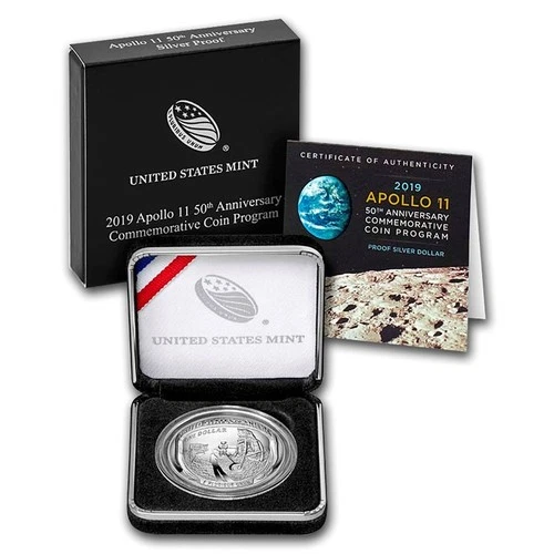 2019 US Mint Apollo 11 50th Anniv Commemorative 999 1 oz PROOF Silver Dollar OGP