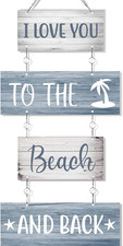 Beach Wall Hanging Decor Sign I Love You to the Beach and Back Wooden Bathroom D
